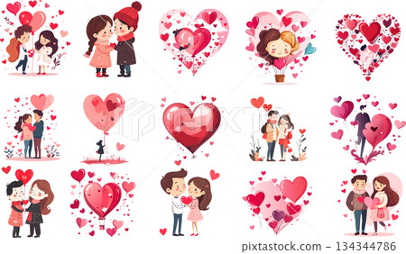 Multi-Color Heart Collection 134344786