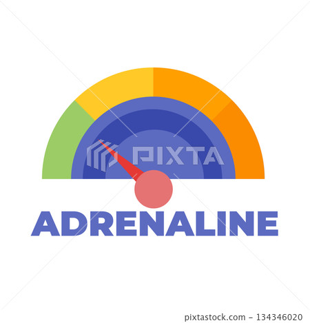 Adrenaline Level meter. Vector illustrations. 134346020
