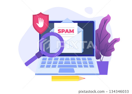 E-mail protection, anti-malware, anti spam concept. Flat vector illustration E-mail protection, anti-malware, anti spam concept. Flat vector illustration 134346033