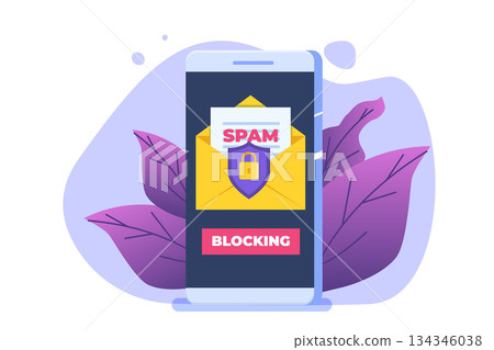 E-mail protection, anti-malware, anti spam  concept. Flat vector illustration 134346038