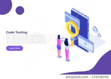App tester. Software or application testing isometric vector concept. Debugging development process. Vector illustration. App tester. Software or application testing isometric vector concept. Debugging development process. Vector illustration. 134346049