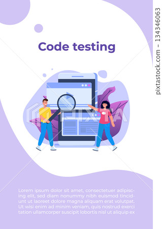 App tester. Software or application testing concept. Debugging development process. Vector illustration. App tester. Software or application testing concept. Debugging development process. Vector illustration. 134346063