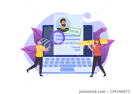 Job application Approved document paper. Vector isometric illustration 134346073