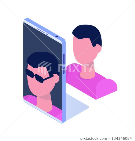 Augmented reality mobile application concept. Vector illustration Augmented reality mobile application concept. Vector illustration 134346094