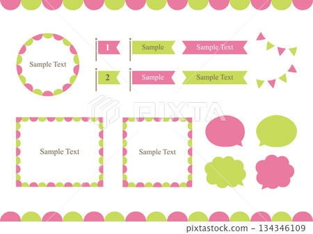 Pop and cute frame_pink and green Pop and cute frame_pink and green 134346109