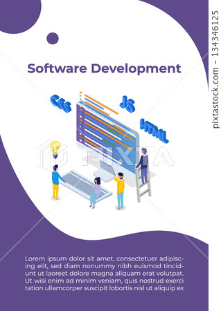 Web design and Front end development isometric concept. Vector illustration. 134346125