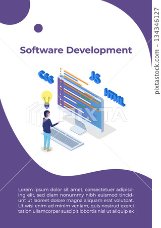 Web design and Front end development isometric concept. Vector illustration. Web design and Front end development isometric concept. Vector illustration. 134346127