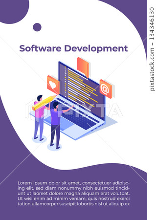 Web design and Front end development isometric concept. Vector illustration. 134346130