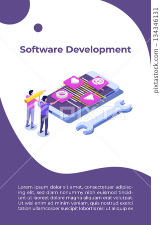 Web design and Front end development isometric concept. Vector illustration. Web design and Front end development isometric concept. Vector illustration. 134346131