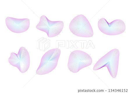 Dynamic amorphous organic shapes, fluid forms set. Vector element for design. 134346152