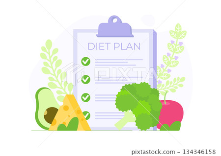 Diet plan schedule checklist concept. Vector illustration Diet plan schedule checklist concept. Vector illustration 134346158