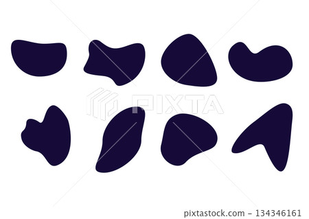 Dynamic amorphous organic shapes, fluid forms set. Vector element for design. 134346161