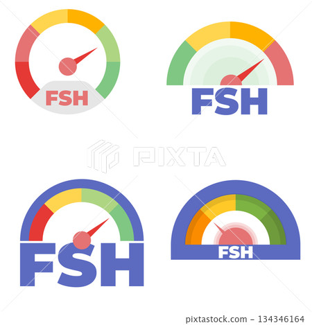 Follicle stimulating hormone meter. Set Vector element for design. Follicle stimulating hormone meter. Set Vector element for design. 134346164