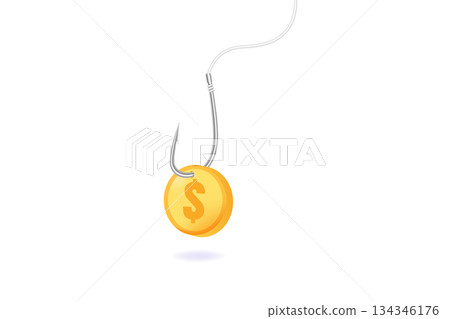 Money bait, money trap concept. Dollar on the fishing hook. Vector illustrations for banner, website, landing page, flyer. Money bait, money trap concept. Dollar on the fishing hook. Vector illustrations for banner, website, landing page, flyer. 134346176