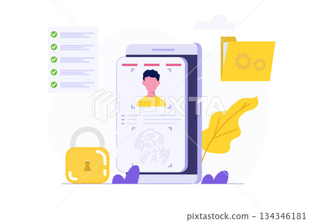 Know your customer or digital kyc, verifying the identity of its clients concept. Flat Vector illustrations set for banner, website, landing page, flyer. 134346181