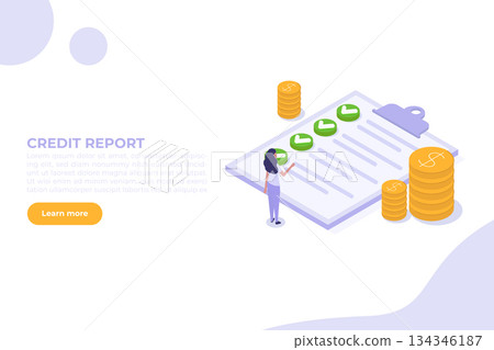 Isometric Approved credit bill, Payment approved concept. Vector illustration. Isometric Approved credit bill, Payment approved concept. Vector illustration. 134346187