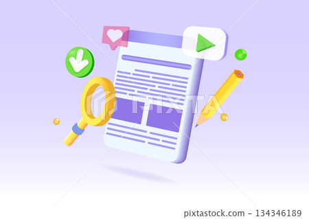 Website appearance, web design, web developing concept. 3D Vector illustrations for banner, website, landing page, flyer. Website appearance, web design, web developing concept. 3D Vector illustrations for banner, website, landing page, flyer. 134346189