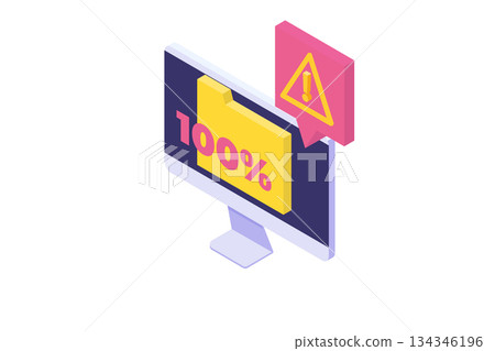 Full memory. Storage space file is full concepts. Isometric Vector illustration. Can use for, landing page, template, web, homepage, poster, banner. Full memory. Storage space file is full concepts. Isometric Vector illustration. Can use for, landing page, template, web, homepage, poster, banner. 134346196