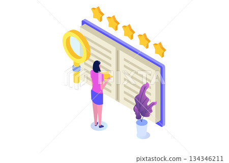 Book review, Reading club concept. Vector illustration 134346211