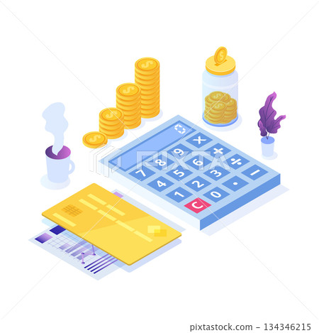 Budget planning, Balance financial, Retirement preparation, Calculating financial risk concept. Vector illustration. Budget planning, Balance financial, Retirement preparation, Calculating financial risk concept. Vector illustration. 134346215