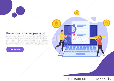 Budget planning, Balance financial, Retirement preparation, Calculating financial risk concept. Vector illustration. 134346219