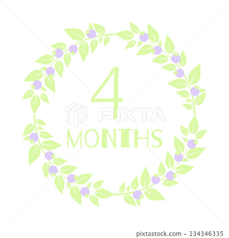 Newborn age milestone patch 4 month. Vector illustration. Newborn age milestone patch 4 month. Vector illustration. 134346335