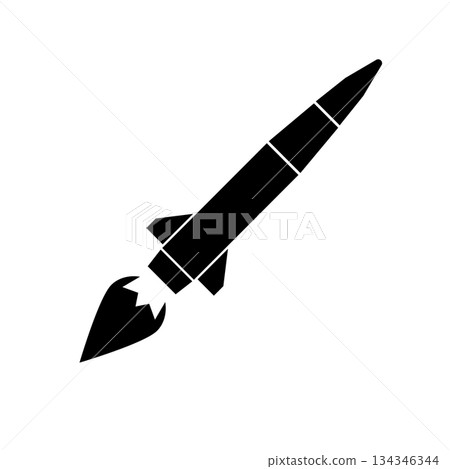 Missiles rocket icon. Atomic warhead silhouette. Vector illustration. 134346344