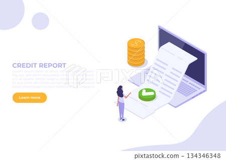 Isometric Approved credit bill, Payment approved concept. Vector illustration. Isometric Approved credit bill, Payment approved concept. Vector illustration. 134346348