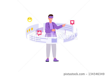 Vr in marketing, augmented vr concept. Vector illustration. 134346349
