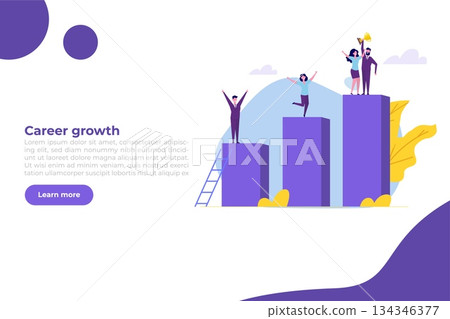 Career growth, Business goal achievement concept. Character climbing on ascending chart. Vector illustration flat style Career growth, Business goal achievement concept. Character climbing on ascending chart. Vector illustration flat style 134346377