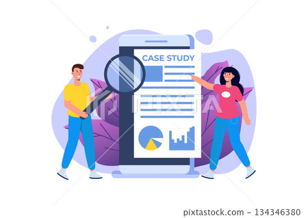 Case study concept with characters. Flat style vector illustration Case study concept with characters. Flat style vector illustration 134346380