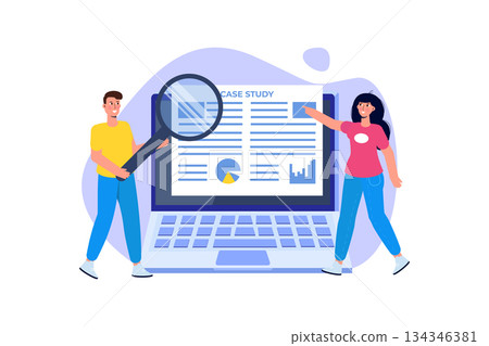 Case study concept with characters. Flat style vector illustration Case study concept with characters. Flat style vector illustration 134346381