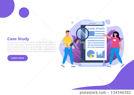 Case study concept with characters. Flat style vector illustration Case study concept with characters. Flat style vector illustration 134346382