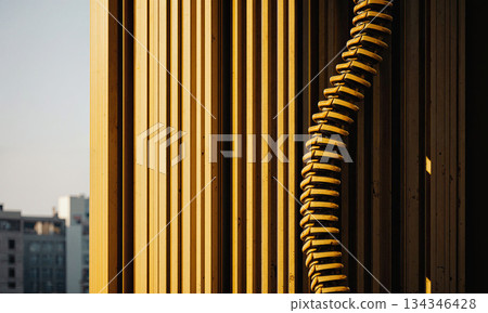 Steel Spine Gospel - Column striped, macro, backlight, yellow iron, aesthetic with function warning worship, peril preserved gospel. 134346428