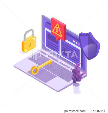 Web ban bypass, Internet censorship bypassing. Content control blocking, filtering offensive chats messaging. Vector isometric illustration. 134346451