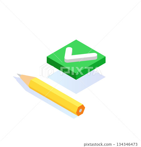 Checkbox isometric. Checkmark or tick notification. Vector illustration. Checkbox isometric. Checkmark or tick notification. Vector illustration. 134346473