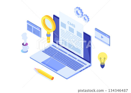 CMS, Content management concept. Vector illustration. 134346487