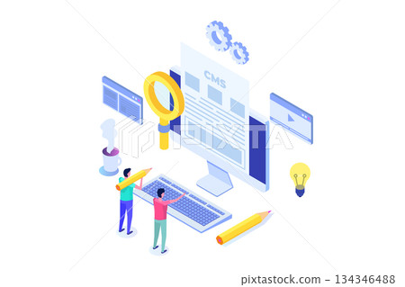 CMS, Content management concept. Vector illustration. CMS, Content management concept. Vector illustration. 134346488