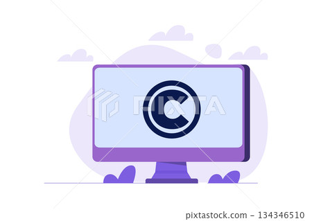 Copyright reserved, patented protection Intellectual property, concept. Vector illustration. 134346510