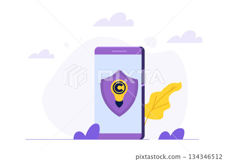 Copyright reserved, patented protection Intellectual property, concept. Vector illustration. 134346512