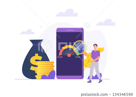 Credit score app with rating scale from poor to good rate. Vector illustration. Credit score app with rating scale from poor to good rate. Vector illustration. 134346599