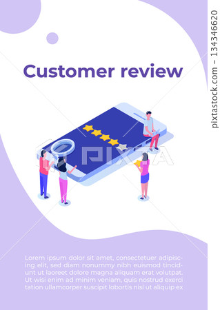 Customer review, Usability Evaluation, Feedback, Rating system isometric concept. Vector illustration Customer review, Usability Evaluation, Feedback, Rating system isometric concept. Vector illustration 134346620