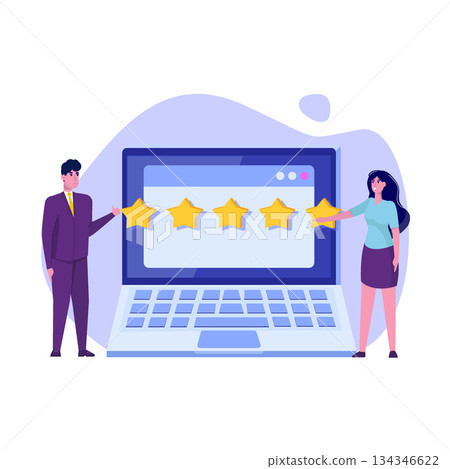 Customer online rating, review concept. Usability Evaluation. Feedback, Rating concept, Reputation management. Vector illustration Customer online rating, review concept. Usability Evaluation. Feedback, Rating concept, Reputation management. Vector illustration 134346622