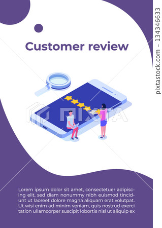 Customer review, Usability Evaluation,  Feedback,  Rating system isometric concept. Vector illustration 134346633