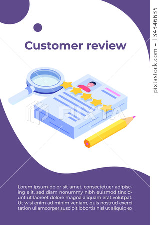 Customer review, Usability Evaluation,  Feedback,  Rating system isometric concept. Vector illustration 134346635