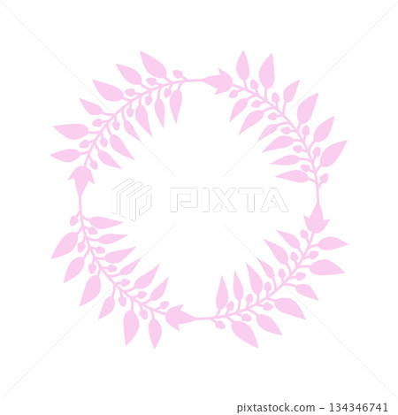 Easter circle frame, wreath with branches. Vector illustration. 134346741
