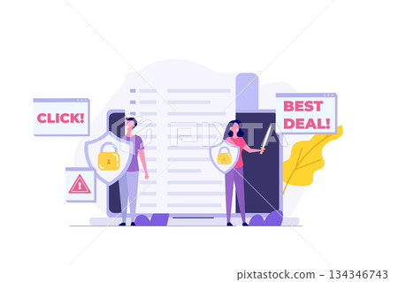 Computer adware attack, spam, internet advertising concept. Vector illustration 134346743