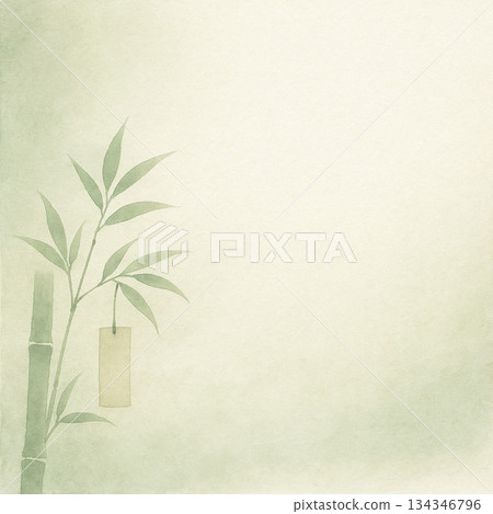 Bamboo forest series: Tanabata composition with bamboo and paper strips in the lower left Bamboo forest series: Tanabata composition with bamboo and paper strips in the lower left 134346796