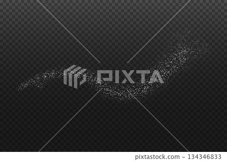 Realistic Powder sugar or salt texture splash, particles. Vector illustration isolated on dark grey background 134346833