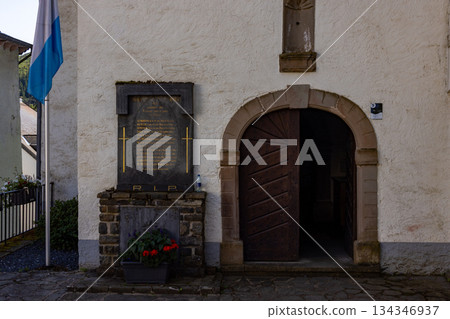 Esch-sur-Sure, Wiltz, Grand-Duche de Luxembourg, September 07, 2025, Historical village doorway Esch-sur-Sure, Wiltz, Grand-Duche de Luxembourg, September 07, 2025, Historical village doorway 134346937